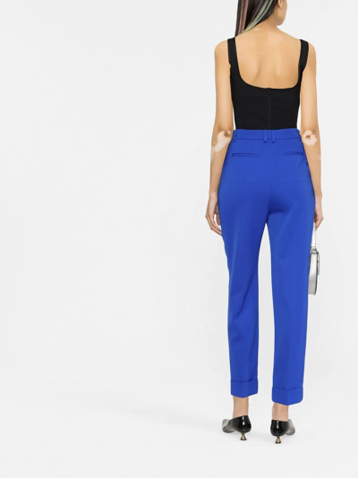 Saint Laurent High-rise Wool Gabardine Pants In Blau