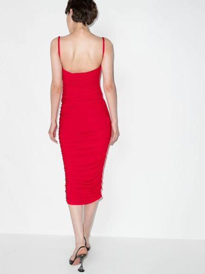 Shop Solace London Adler Square Neck Dress In Rot