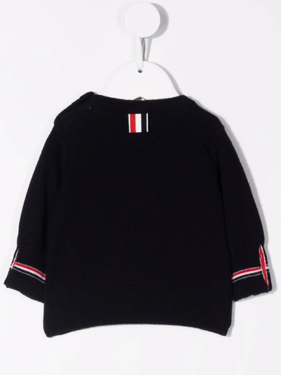 Shop Thom Browne Infant Knitted Pullover In Blue