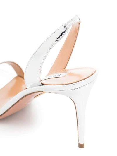 Aquazzura So Nude 105 Metallic Leather Slingback Sandals In Silver