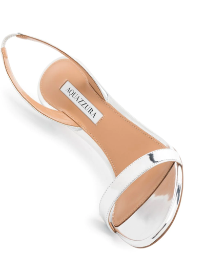 Aquazzura So Nude 105 Metallic Leather Slingback Sandals In Silver