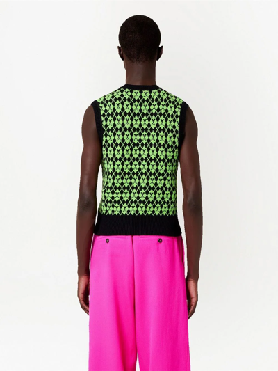 Shop Ami Alexandre Mattiussi Ami De Coeur Intarsia Knit Vest In Green