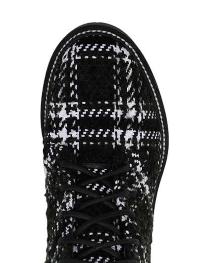 Shop Nicholas Kirkwood Casati Checked Tweed Combat Boots In Black