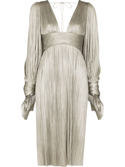 Shop Maria Lucia Hohan Plissé Silk Dress In Silber