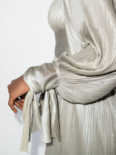 Shop Maria Lucia Hohan Plissé Silk Dress In Silber