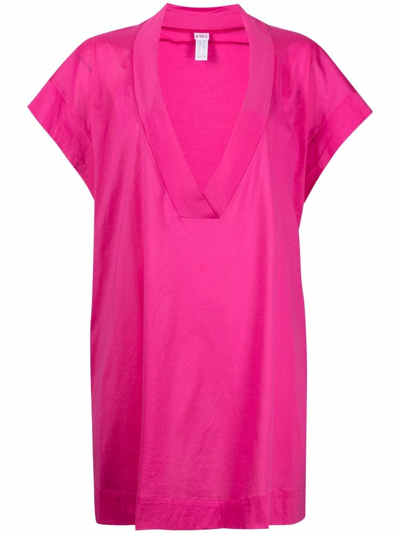 Shop Eres Reneé V-neck Cotton Mini Dress In Pink