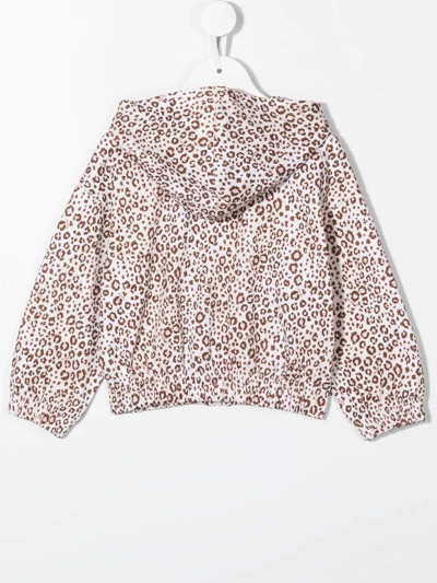Monnalisa Leopard-print Zipped Hoodie In Neutrals