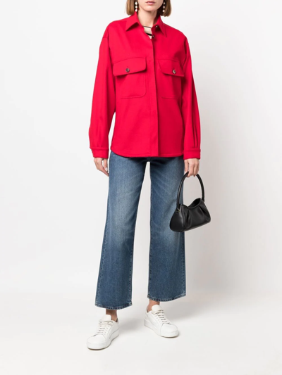 Shop Mackintosh Lorriane Cotton Overshirt Jacket In Red