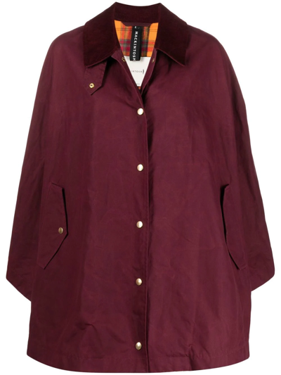 Shop Mackintosh Cora Waxed Cotton Field Coat In Red