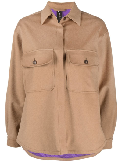 Shop Mackintosh Lorriane Cotton Overshirt Jacket In Neutrals