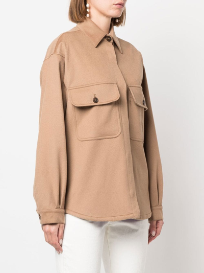 Shop Mackintosh Lorriane Cotton Overshirt Jacket In Neutrals