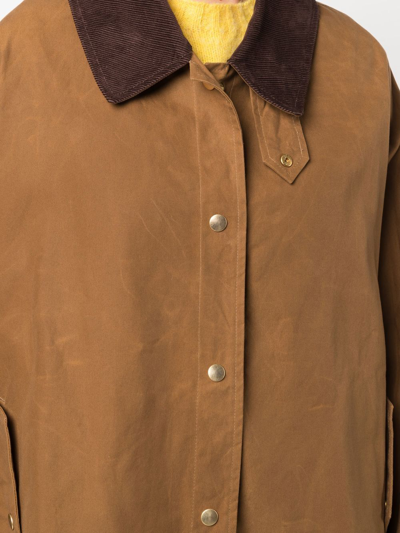 Shop Mackintosh Cora Waxed Cotton Field Coat In Brown
