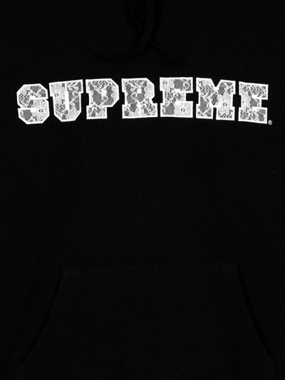 Shop Supreme Lace-detail Logo Hoodie In Schwarz