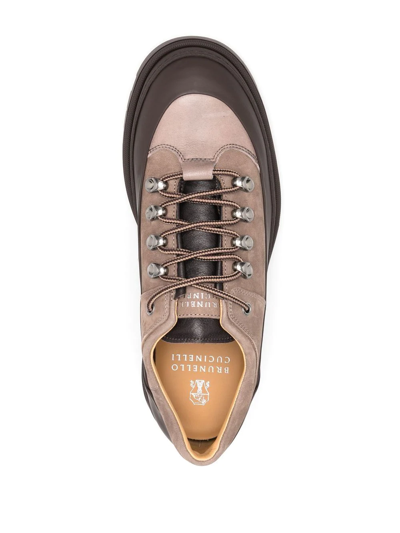 Brunello Cucinelli Two-tone Lace-up Shoes In Brown