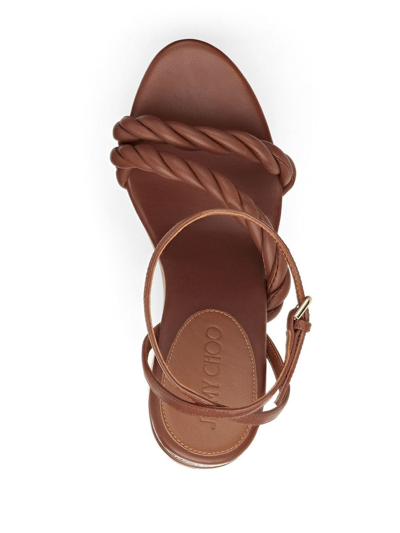 Shop Jimmy Choo Diosa 130mm Wedge Sandals In Brown