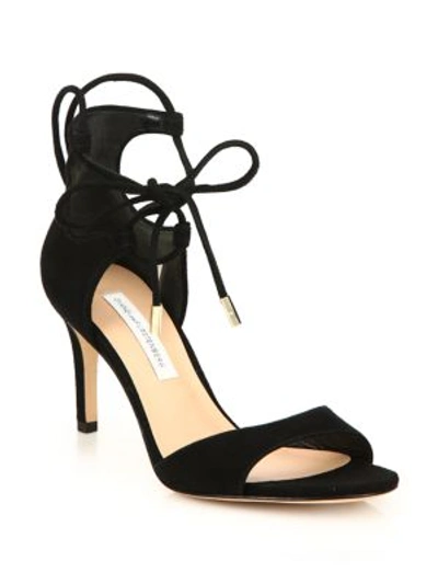 Shop Diane Von Furstenberg Rimini Suede Lace-up Sandals In Black