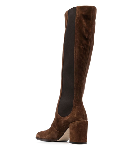 Shop Sergio Rossi Aden Elasticated Side-panel Boots In Brown
