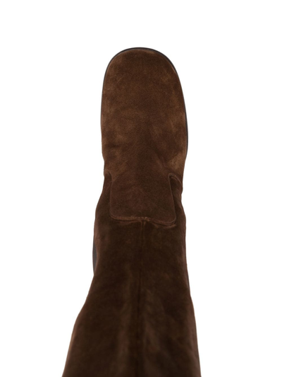 Shop Sergio Rossi Aden Elasticated Side-panel Boots In Brown