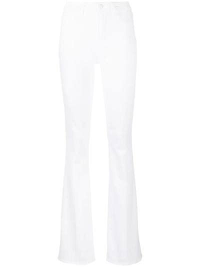 Shop L Agence High-waisted Flared Jeans In White