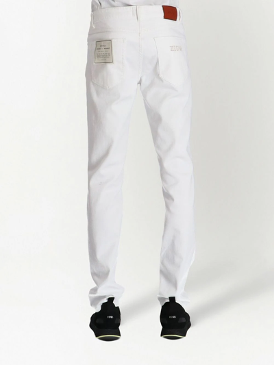 Shop Zegna Mid-rise Slim-fit Jeans In Weiss