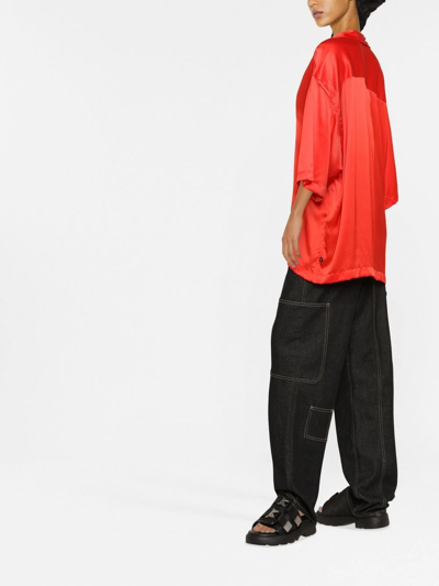 Shop Balenciaga V-neck Silk Shirt In Red