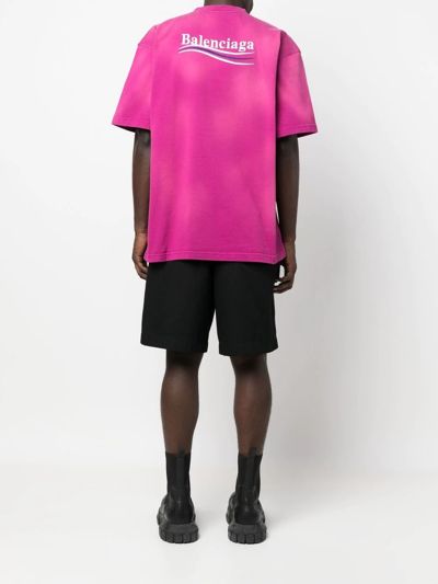 Shop Balenciaga Large Fit Logo-print T-shirt In Rosa