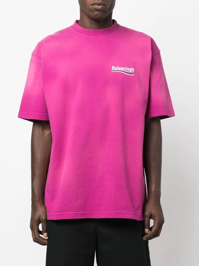 Shop Balenciaga Large Fit Logo-print T-shirt In Rosa