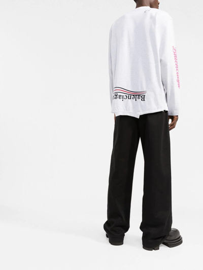 Shop Balenciaga Upside Down Long-sleeve T-shirt In Weiss