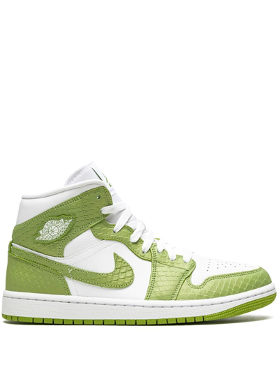 Shop Jordan Air  1 Mid Se "green Python" Sneakers