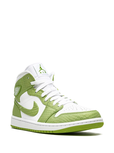 Shop Jordan Air  1 Mid Se "green Python" Sneakers