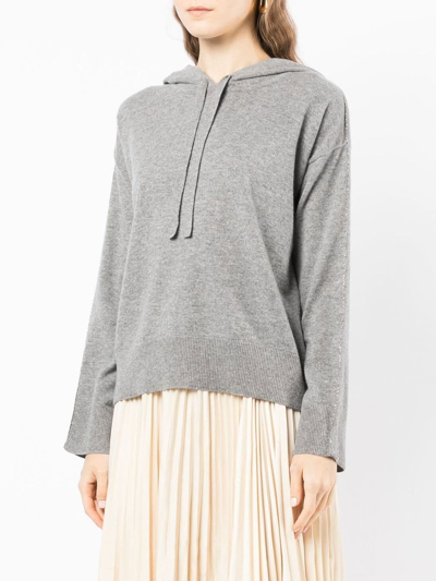 N•peal Drawstring Hooded Jumper In Grey