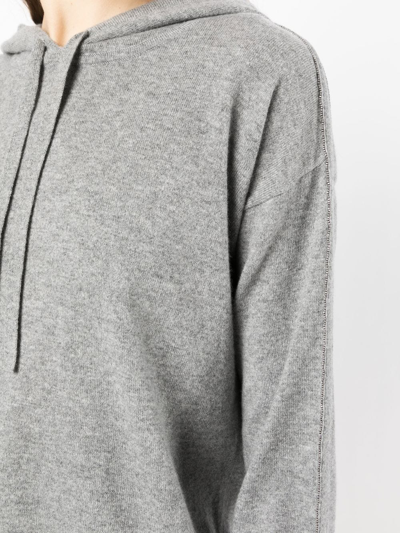N•peal Drawstring Hooded Jumper In Grey