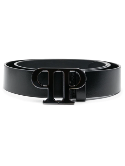 Shop Philipp Plein Logo-buckle Leather Belt In Schwarz