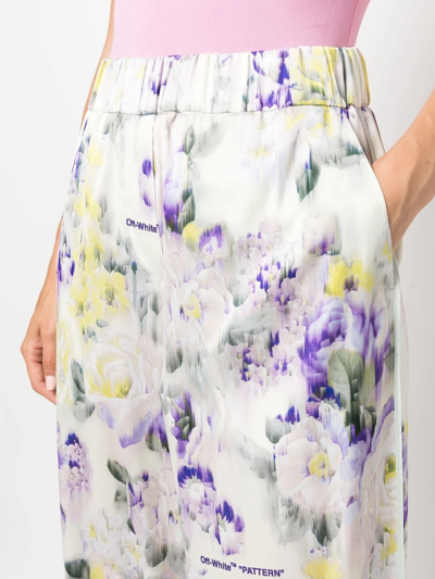 Off-white Palazzo Pants With Floral Print In Green
