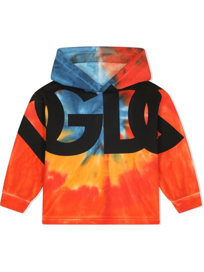 Shop Dolce & Gabbana Logo-print Tie-dye Hoodie In Orange