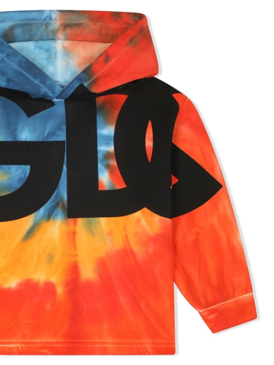 Shop Dolce & Gabbana Logo-print Tie-dye Hoodie In Orange