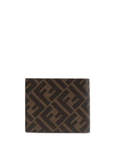 Shop Fendi Ff-logo Print Wallet In Brown