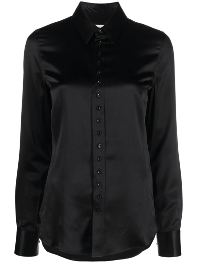 Shop Saint Laurent Buttoned Silk Shirt In Schwarz