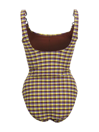 Shop Tory Burch Woven Clip Tank Swimsuit In Mehrfarbig