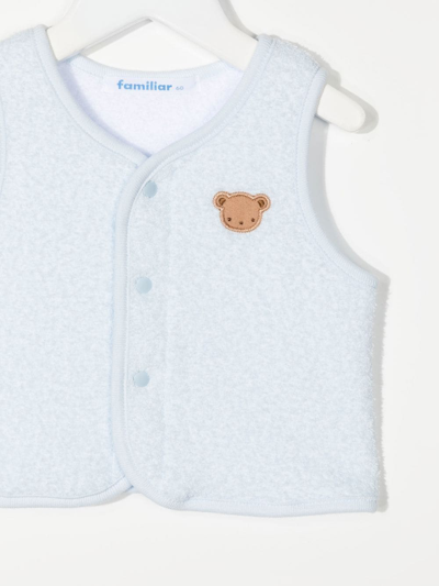 Familiar Embroidered Teddy-bear Detail Vest In Blue