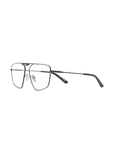 Shop Balenciaga Logo-print Square-frame Glasses In Schwarz