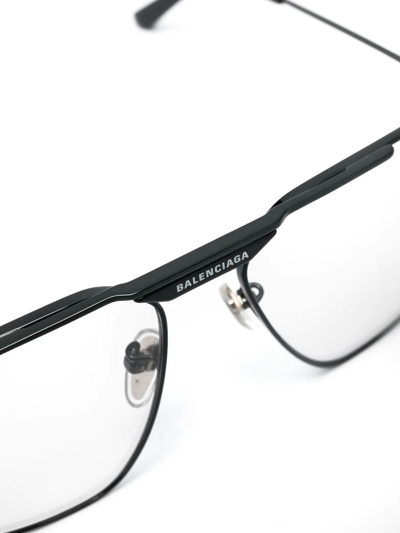 Shop Balenciaga Logo-print Square-frame Glasses In Schwarz