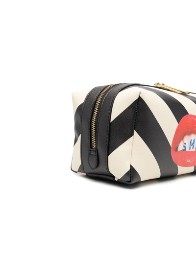 Seletti Graphic-print Striped Wash Bag In Schwarz