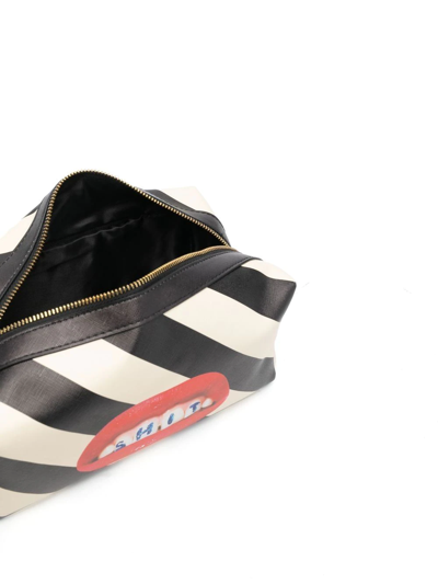 Seletti Graphic-print Striped Wash Bag In Schwarz