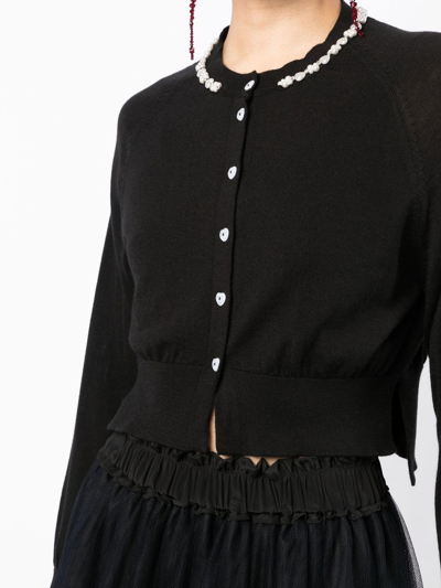 SIMONE ROCHA BEAD-EMBELLISHED CROPPED CARDIGAN 