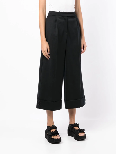 Shop Simone Rocha Wide-leg Cropped Trousers In Schwarz