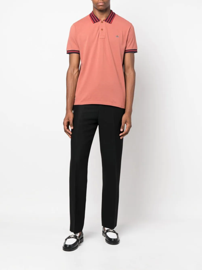 Shop Vivienne Westwood Logo Embroidered Polo Shirt In Pink