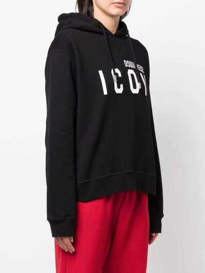 Dsquared2 Icon Logo Hooded Sweatshirt In Schwarz