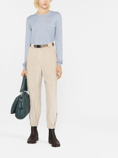 Shop Brunello Cucinelli Belted Cropped Trousers In Nude