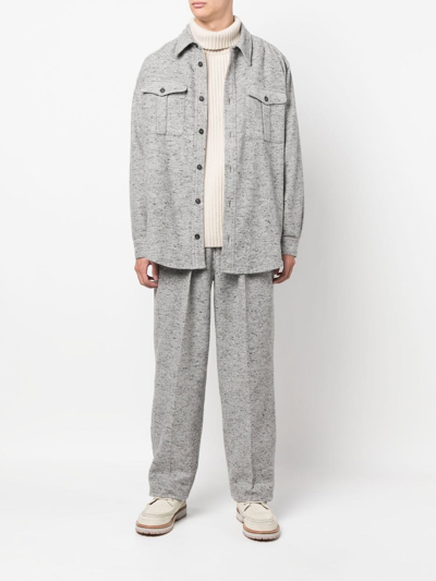Shop Isabel Marant Chest-pocket Long-sleeve Shirt In Grey